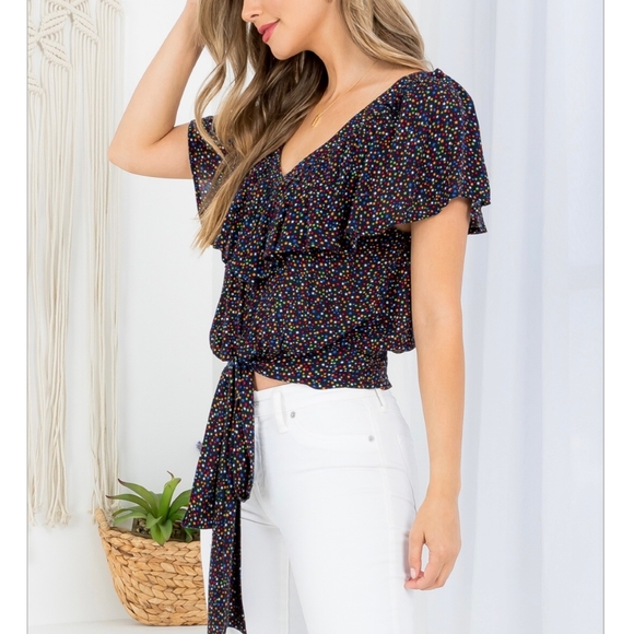 ILLA ILLA Boho Chic Navy Blue Stars Top - Picture 3 of 6